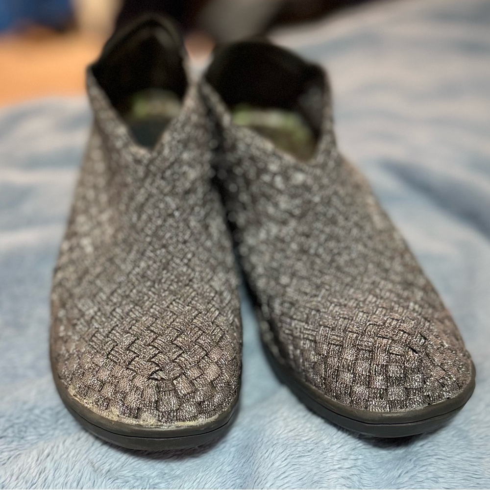 Skechers Black Woven Slip-On Shoes